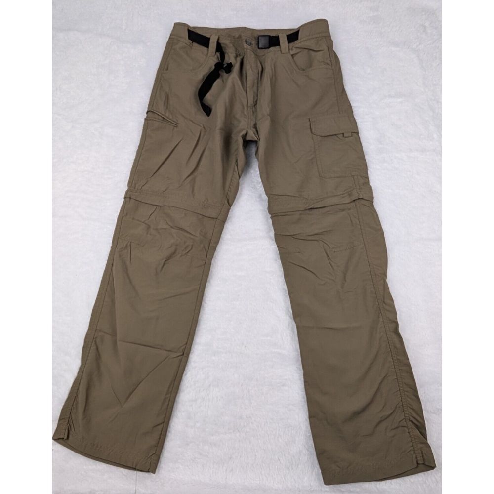 Iceburg Pants Men's L Brown‎ Convertible Shorts 9" Inseam Nylon Belted Hiking